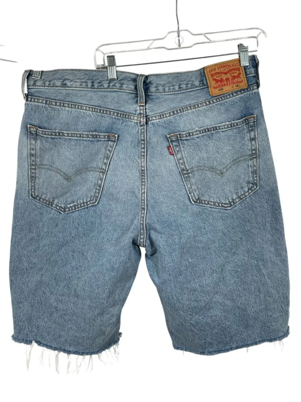Levi's 469 Loose Fit Distressed Denim Jorts Shorts W36 Raw Hem 100% Cotton